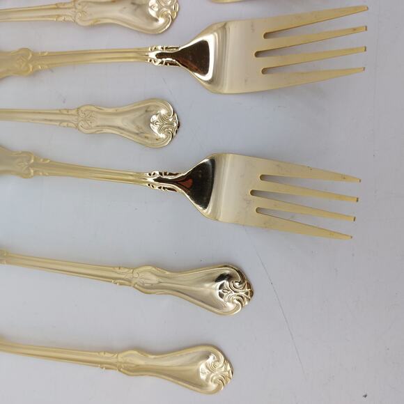 Alco Gold Tone Flatware Hollywood Regency 18 Pcs. Forks - Picture 8 of 16